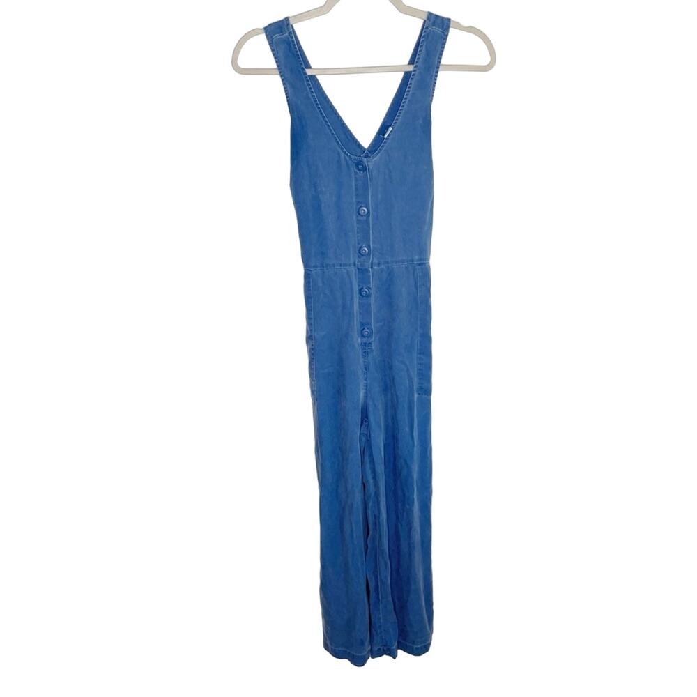OLD NAVY Blue Chambray Sleeveless Belted Jumpsuit Size XS
